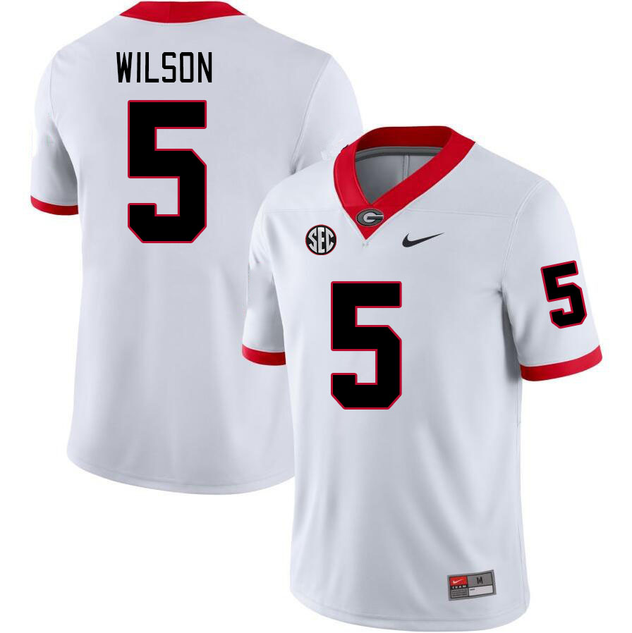 Georgia Bulldogs #5 Raylen Wilson College Football Jerseys Stitched-White